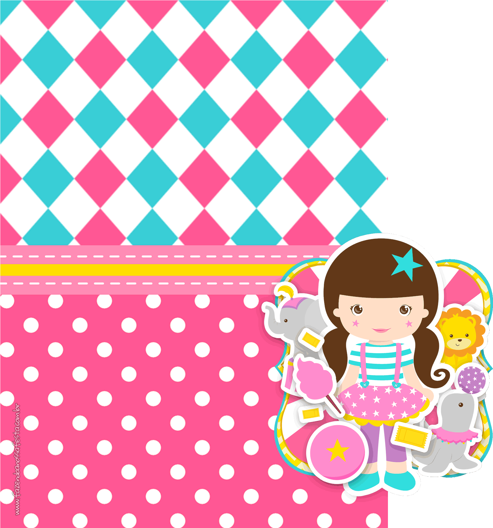 Convite Com Foto Circo Menina - Circo Menina Fazendo Nossa Festa Clipart (2480x1748), Png Download