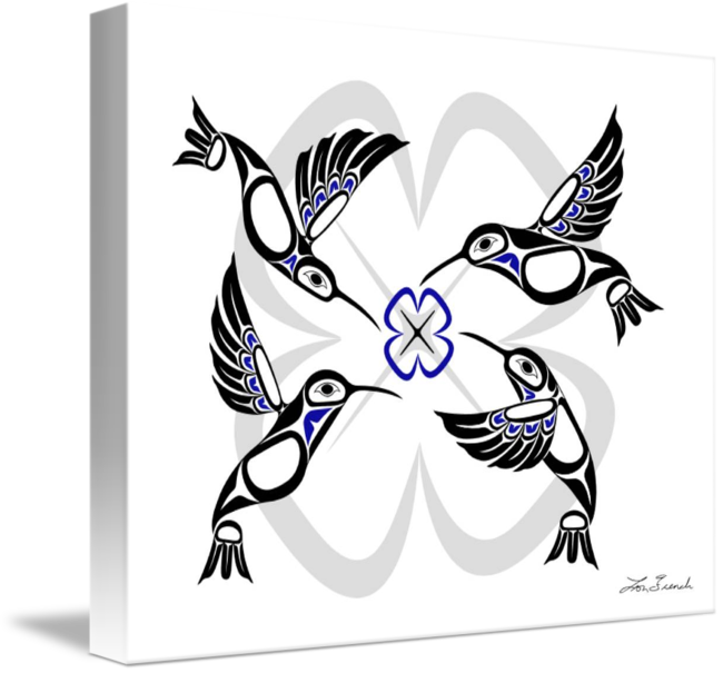 "the Dance Of Hummingbirds" By Lon French, - Native Hummingbird Art Clipart (650x605), Png Download