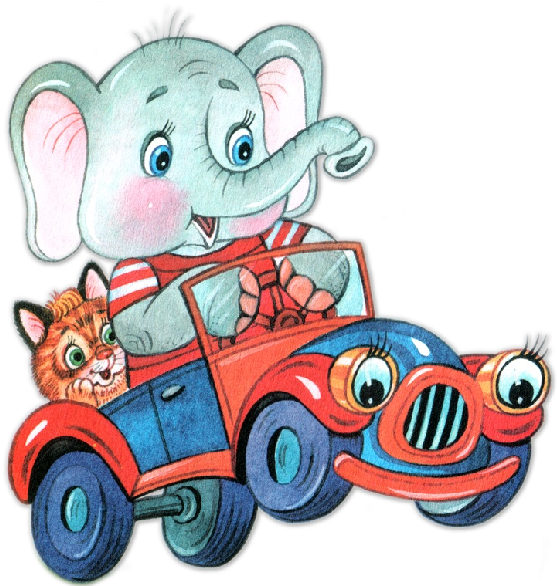 Funny Circus Elephant In Red And Blue Car - Elephant Clipart (600x600), Png Download