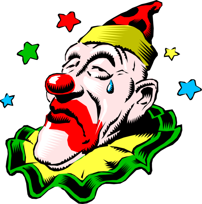 Vector Illustration Of Big Top Circus Clown With Sad - Circus Clowns Clipart (690x700), Png Download