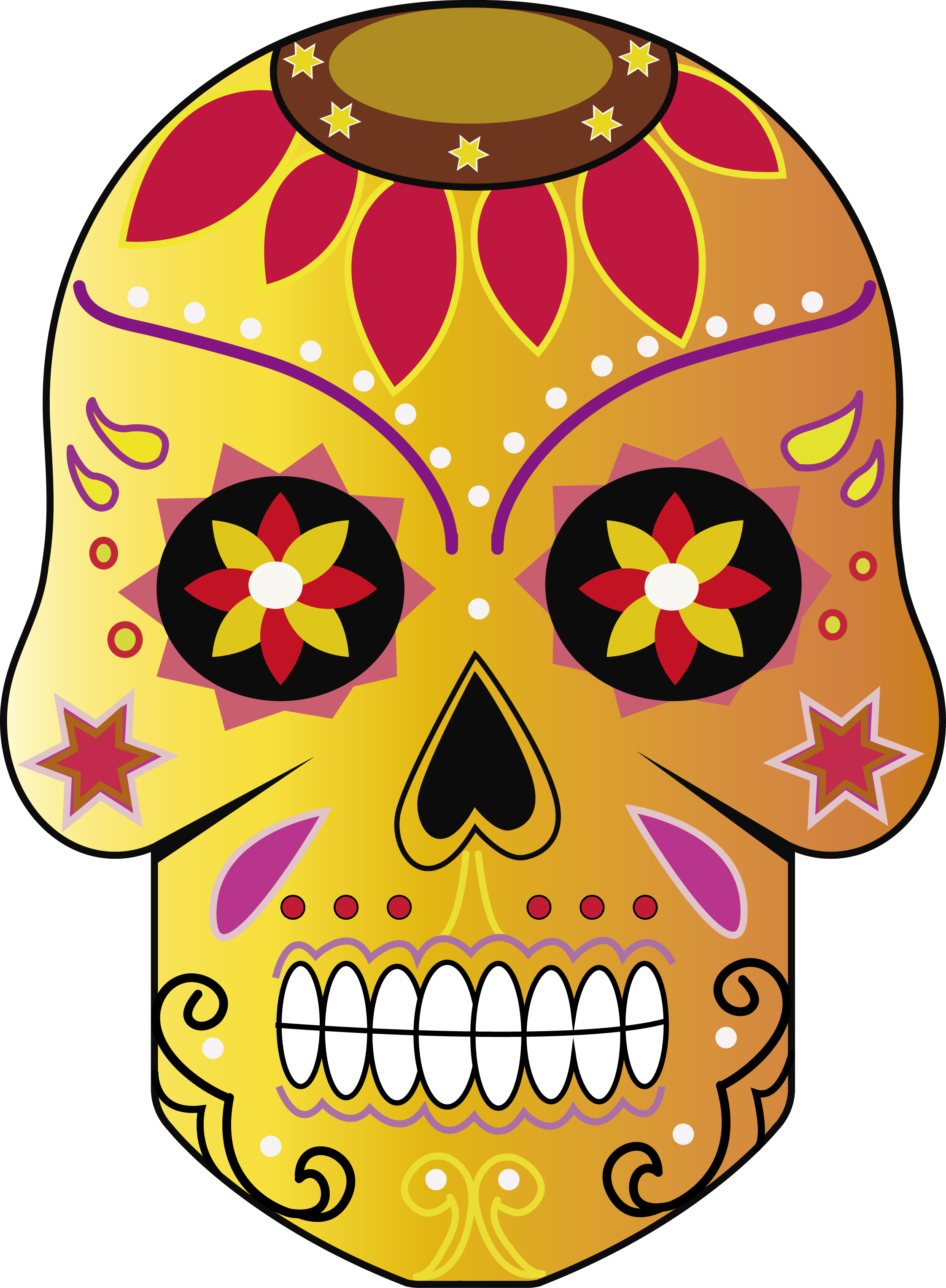 Even Though The Image Is Strong Because Is The Representation - Sugar Skull Yellow Png Clipart (2243x3054), Png Download