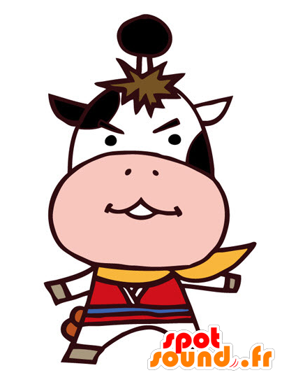 Black And White Cow Mascot With A Bandana - Akkuma New Spotsound Masot Yuru-chara Purple Teddy Clipart (600x600), Png Download