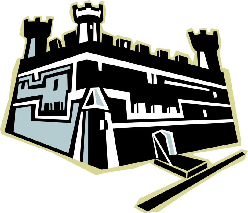Vector Illustration Of Fortified European Castle Structure - Middle Ages Clipart (812x700), Png Download