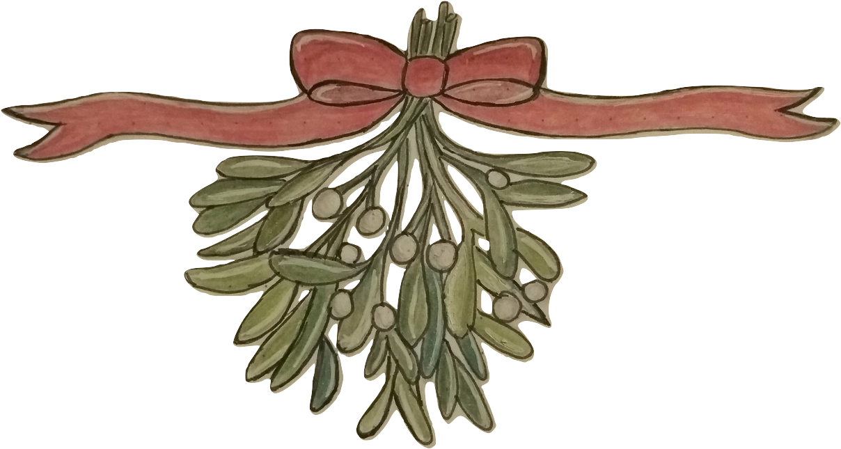 A Bundle Of Mistletoe Tied With A Red Rbbon - Illustration Clipart (1299x670), Png Download