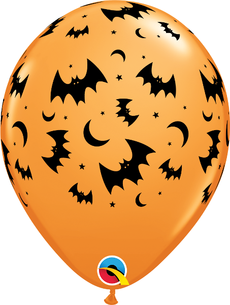 Flying Bats & Moons Balloons - Balão Halloween Em Png Clipart (453x600), Png Download