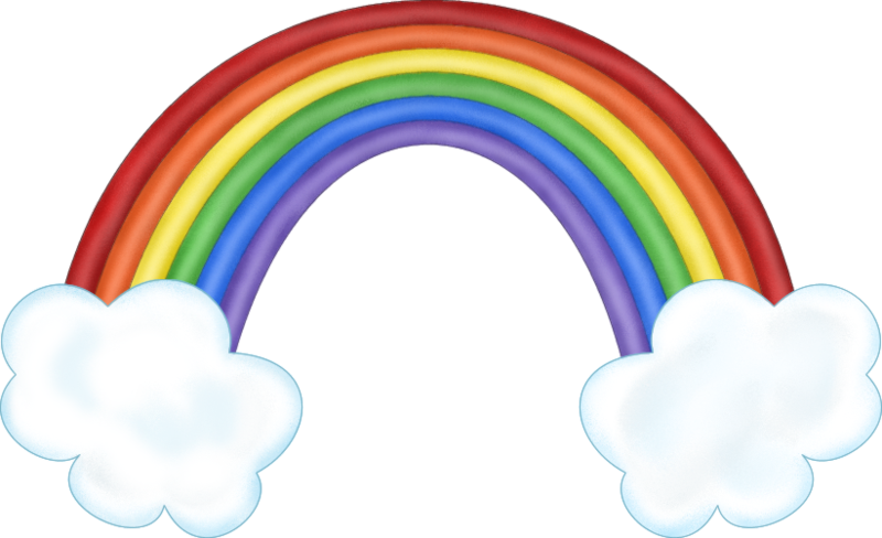 Rainbow With Clouds Clipart K - Rainbow Clipart Transparent Background - Png Download (800x488), Png Download