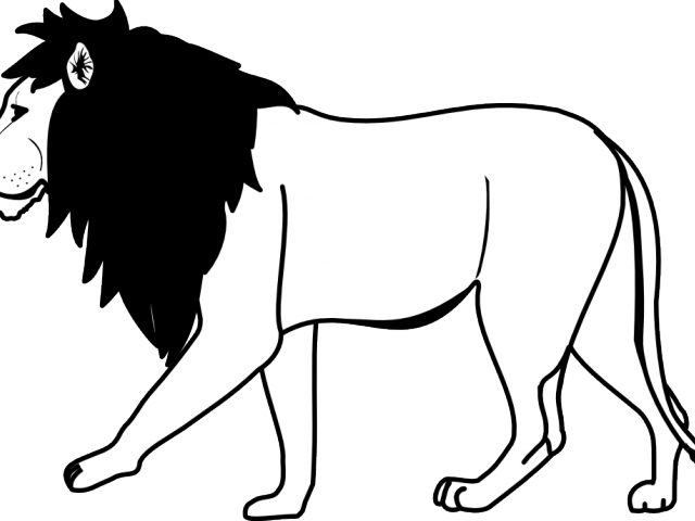 Mountain Lion Clipart Lion Body - Lion Images Black And White Art - Png Download (640x480), Png Download