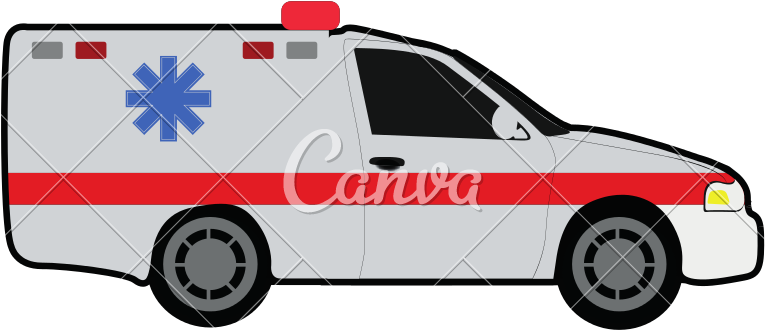 Clip Art Side View Of An Ambulance With Transparent - Drawing - Png Download (800x800), Png Download