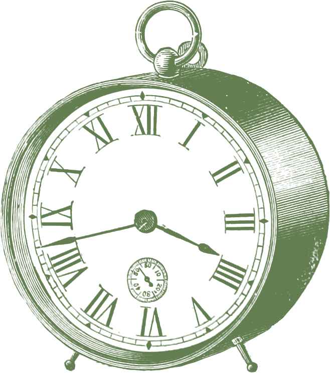 Download Green Vintage Clock Png Clip Art - Clip Art Transparent Png (658x745), Png Download
