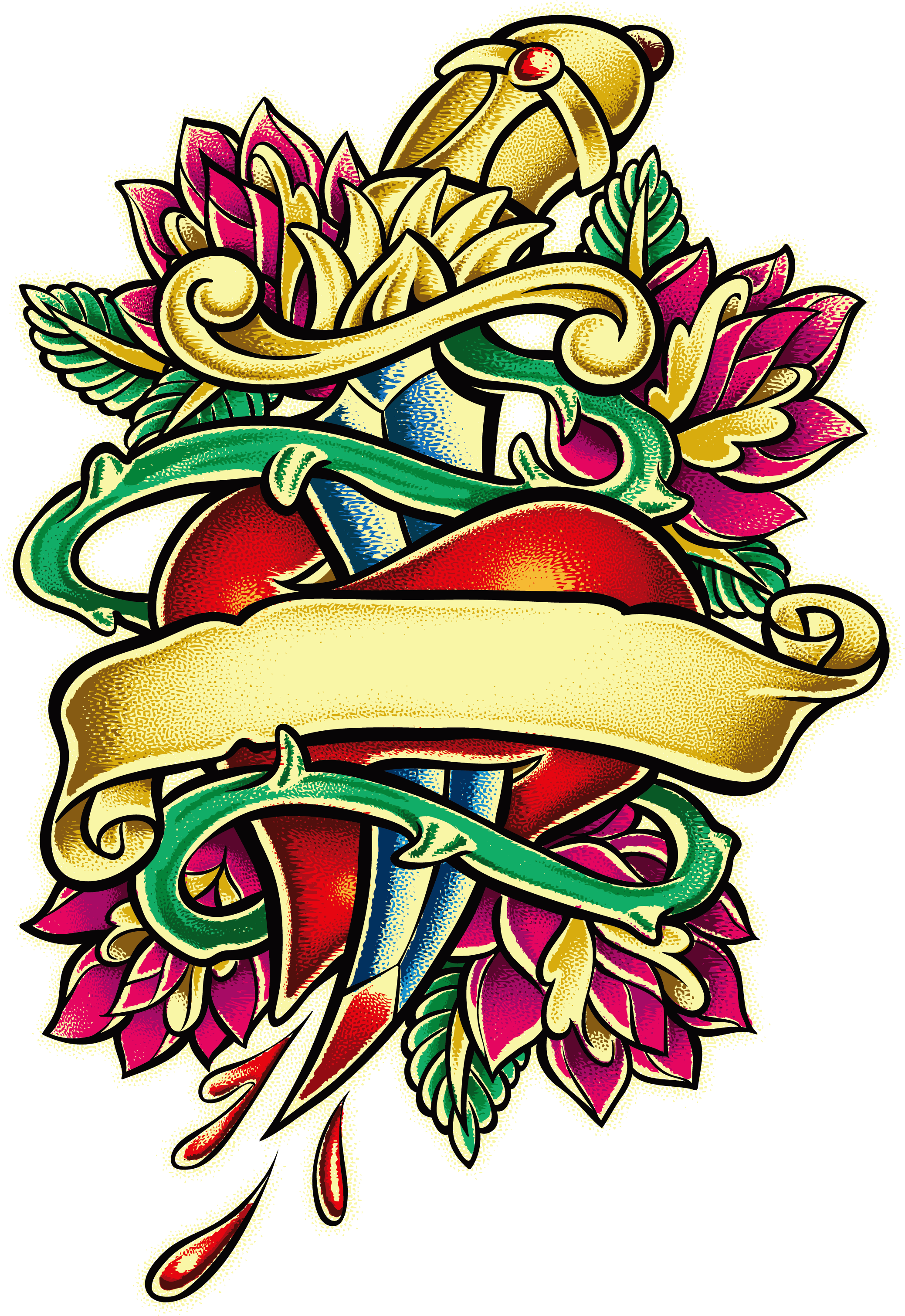 Rose Vector Fragrance Tattoo Png Download Free - Tattoo Murmur Of A Heart With The Knife Stuck Large Clipart (2077x3020), Png Download