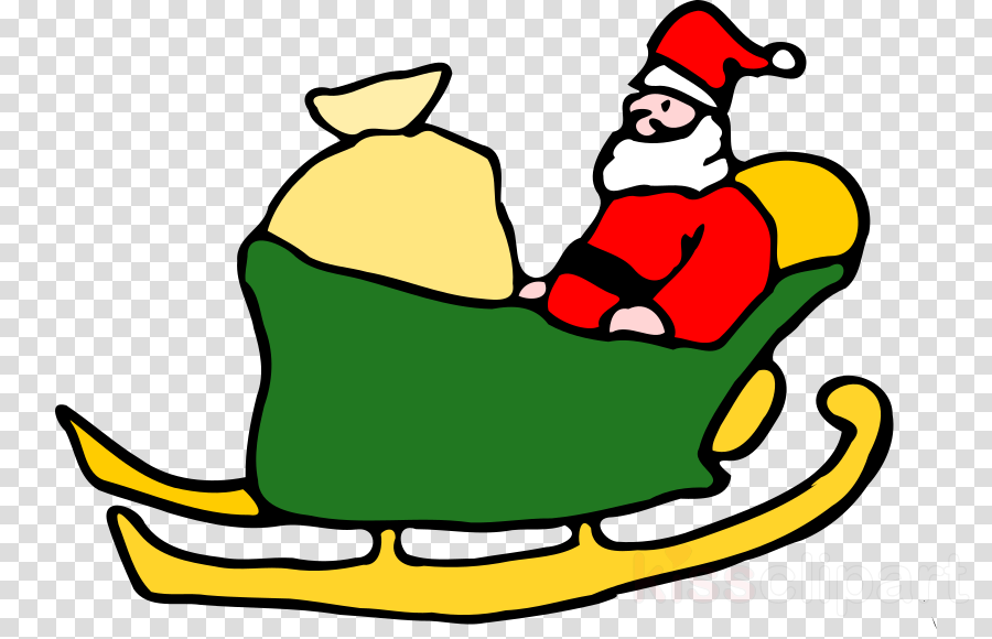 Santa On His Sleigh Clipart Santa Claus Sled Clip Art - Santa Sleigh Black And White - Png Download (900x580), Png Download