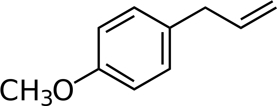 Skeletal Formula Of Estragole , Found In Basil, Tarragon - P Hydroxyphenylacetate Clipart (1069x472), Png Download