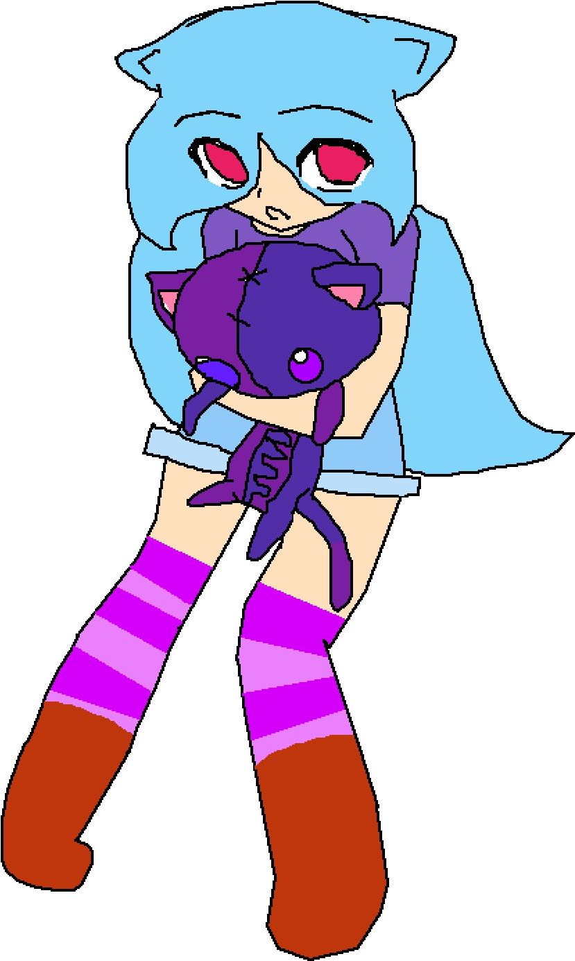 A Girl With A Cat - Cartoon Clipart (1200x1400), Png Download