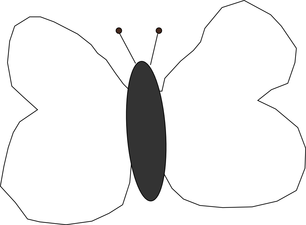 Butterfly 8 Black White Line Art 999px 52 Clipart (999x735), Png Download