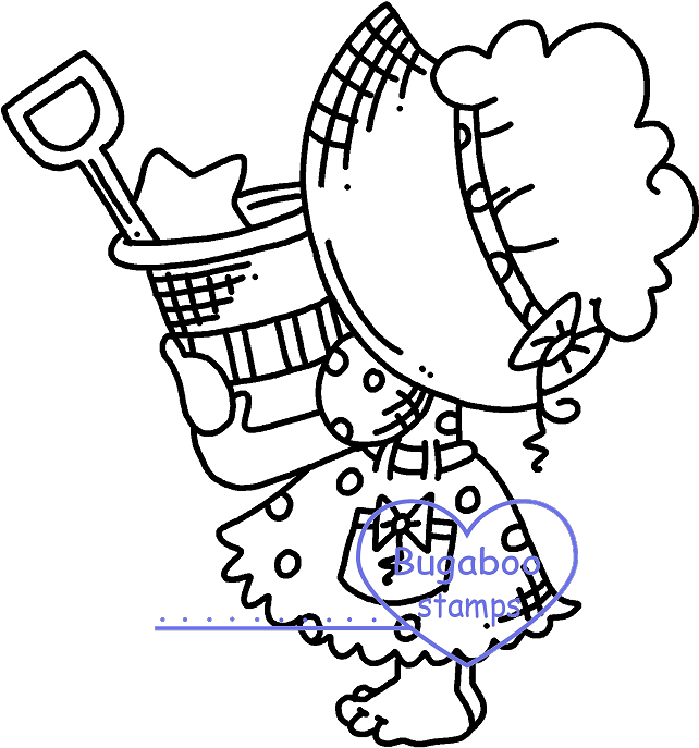 Sunbonnet Beach Digi Stamps And Images Clipart (671x750), Png Download