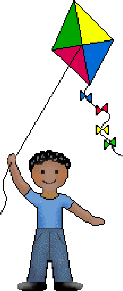 Download Kite Clip Art Of Boys And Girls Playing With - Children Clip Art - Png Download (640x1323), Png Download