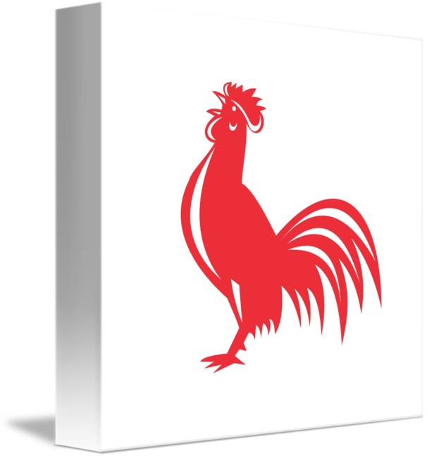 Chicken Crowing Retro By Aloysius Patrimonio - Chicken Rooster Crowing Retro Round Ornament Clipart (606x650), Png Download