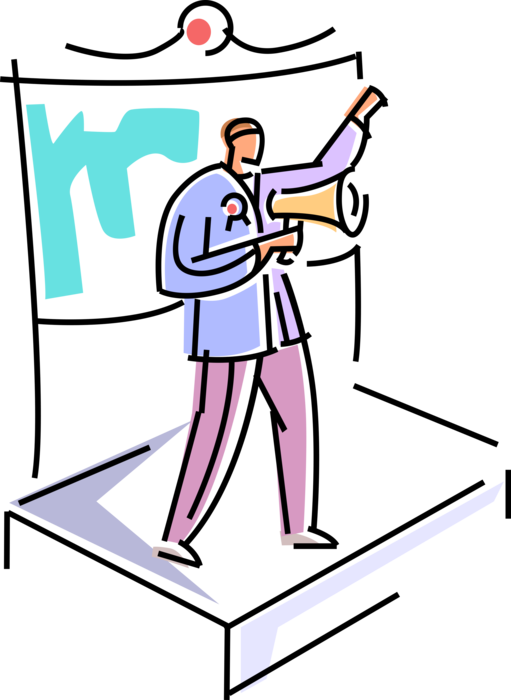 Speaks To Rally Audience Image Illustration Of Clipart (511x700), Png Download