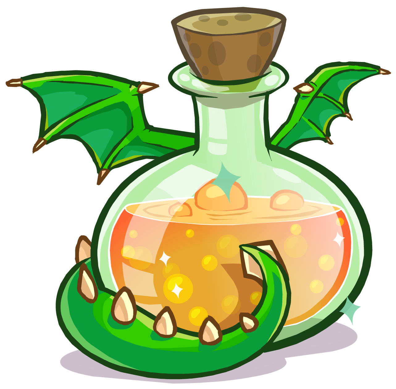 Medieval 2013 Potions Green Puffle Dragon - Club Penguin Pociones Clipart (1283x1262), Png Download
