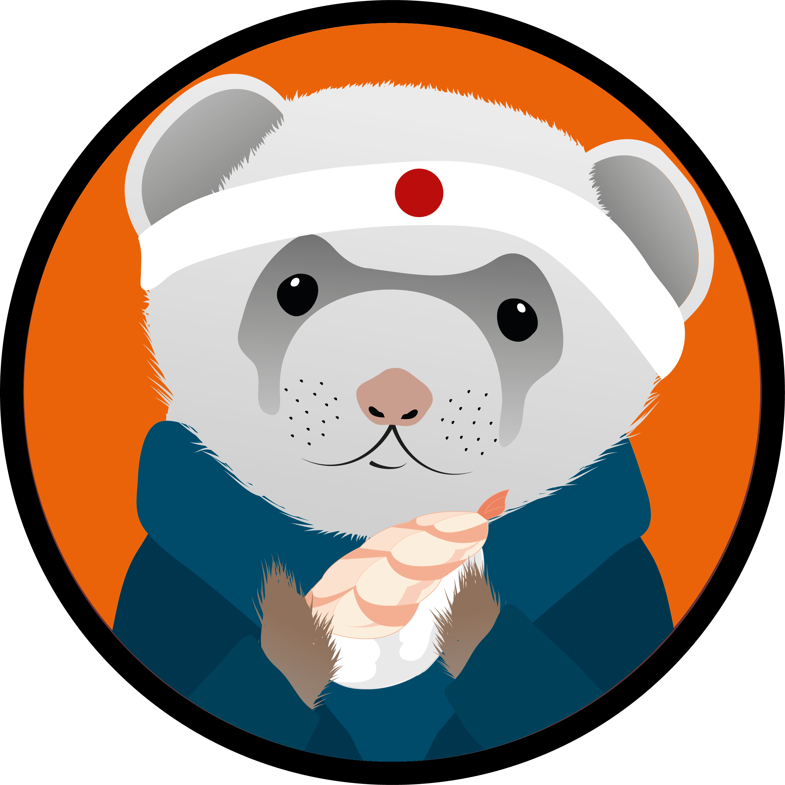Ferret-badges 3 Sushi Ferret Clipart (2658x2658), Png Download
