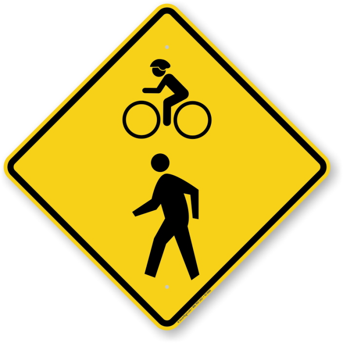 Arroyo Seco Pedestrian And Bicycle Trail Ground Breaking - Bike And Pedestrian Sign Clipart (704x704), Png Download