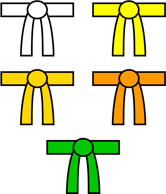 Five Karate Belts Clipart (640x720), Png Download