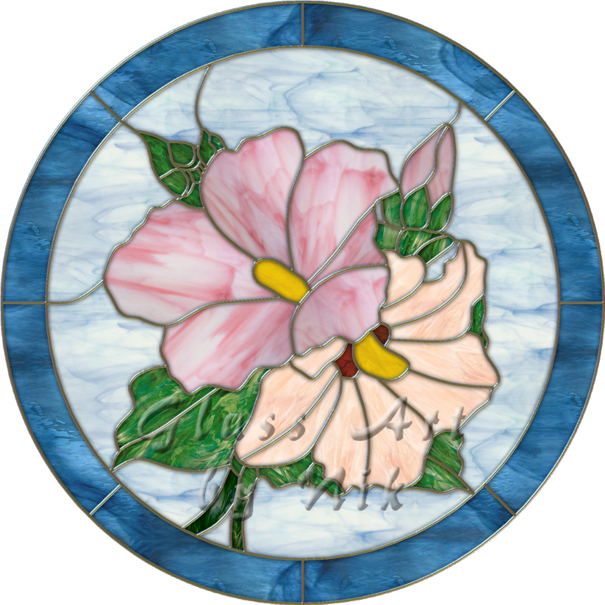 Stained Glass Art By Nik "hibiscus" Digital Stained Clipart (1235x1235), Png Download