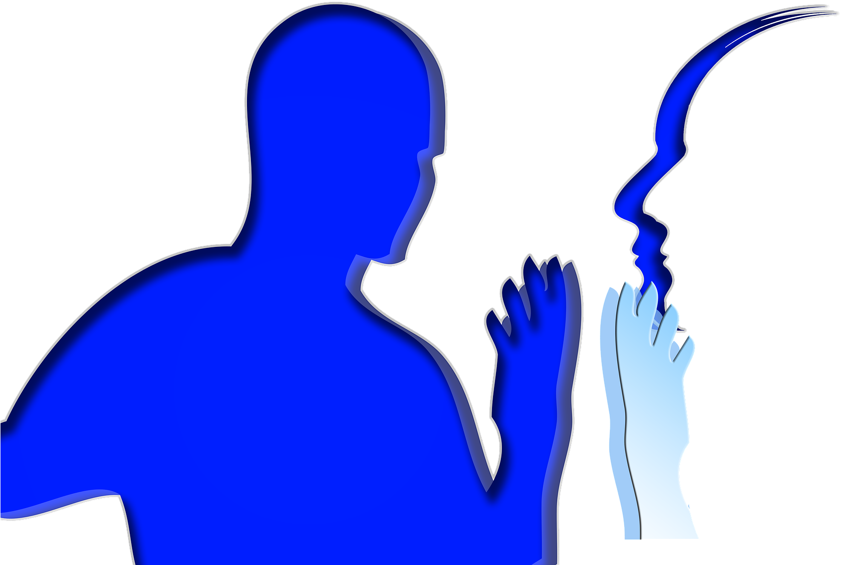 Blue Silhouette Telling - Person Clipart (1920x1357), Png Download