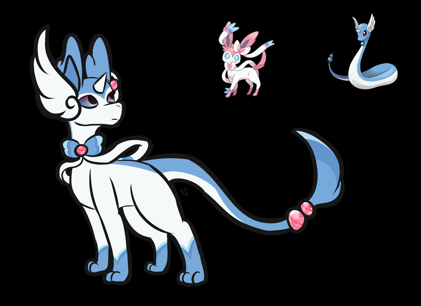 Sylveon Dragonair Pokemon Fusion - Покемоны Картинки Clipart (1372x1000), Png Download