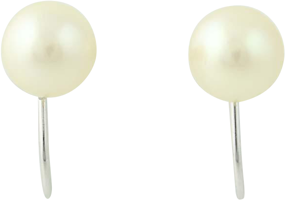 Vintage Screw Back Pearl Earrings Non Pierced - Pearl Clipart (581x581), Png Download
