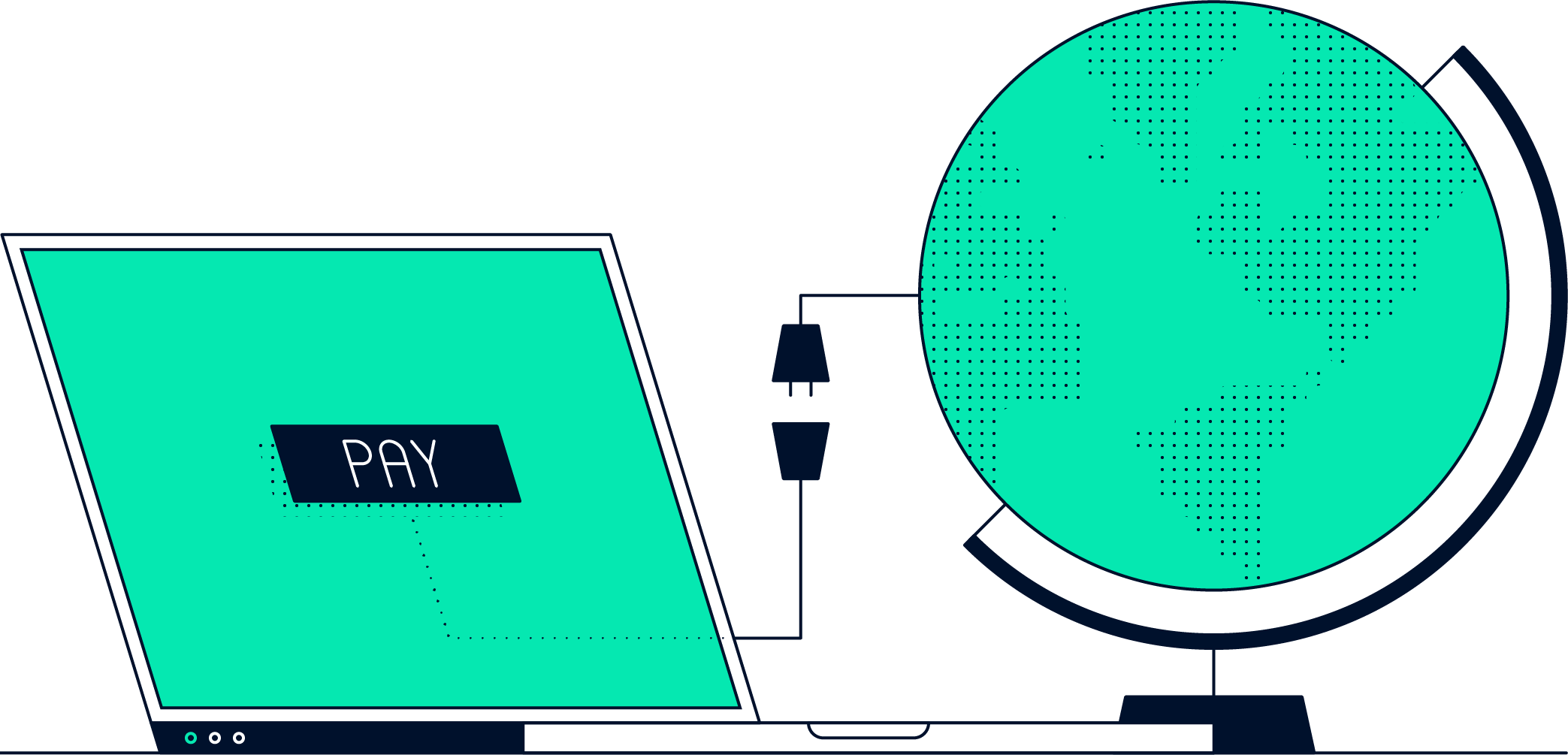 Laptop And Green Globe Illustration - Illustration Clipart (2087x1005), Png Download