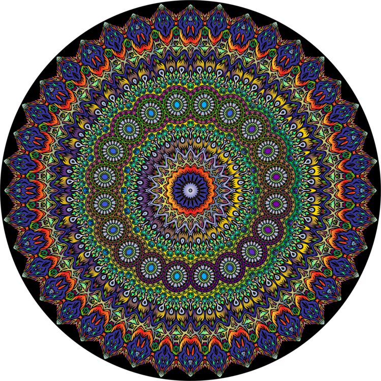 Mandala Hippie Psychedelia Hinduism Color - Mandala Psychedelic Clipart (750x750), Png Download