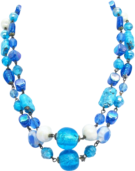Bead Necklace Png - Blue Necklace Transparent Background Clipart (585x585), Png Download