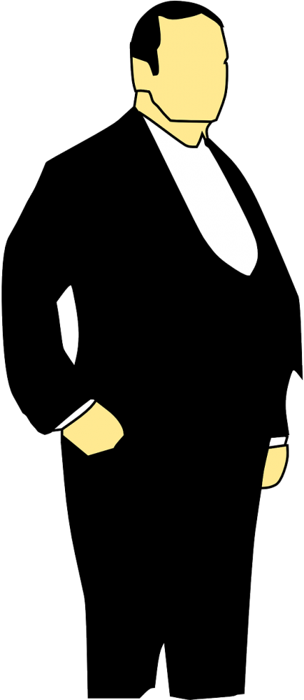 Fat Man In Suit Cartoon Clipart (500x1000), Png Download