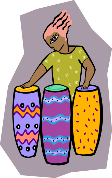 Vector Illustration Of Musician Plays African Djembe Clipart (439x700), Png Download