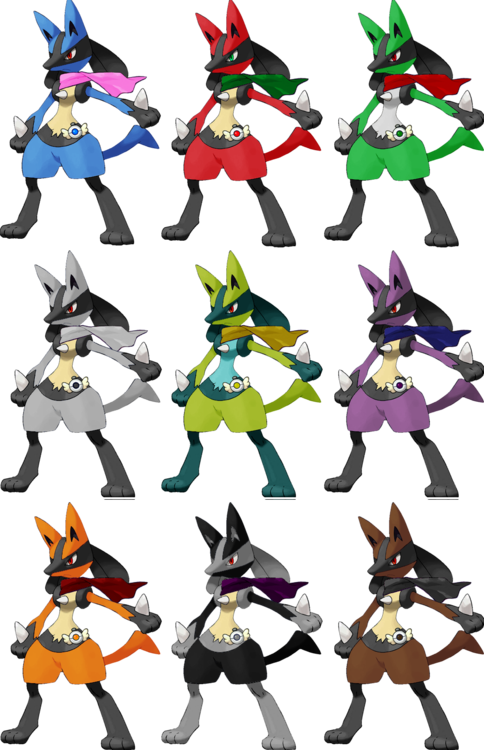 Alternate Costumes - Lucario - Lucario Pokemon Smash Bros Video Game Nintendo Anime Clipart (484x750), Png Download