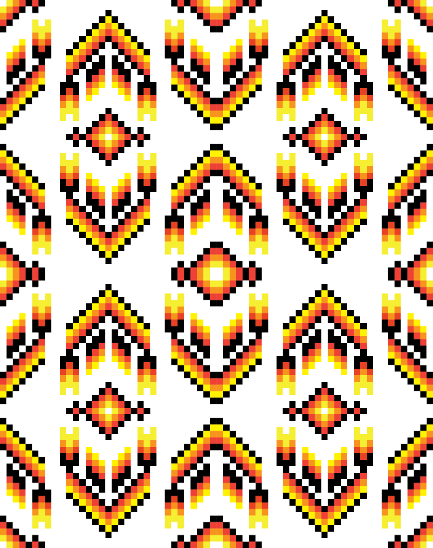 Native American Digital Bead Pattern Black Orange And - Black Clipart (632x800), Png Download
