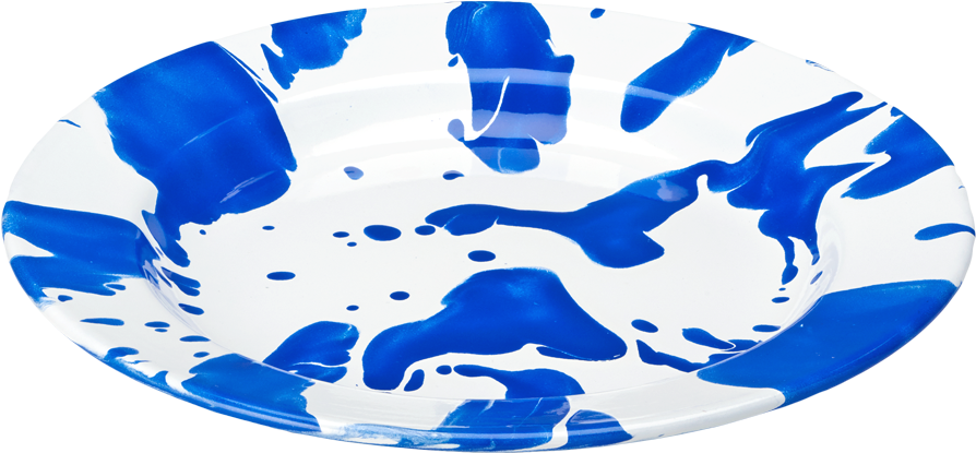 Blue & White Slip Enamelware Dinner Plate - Blue Clipart (900x900), Png Download