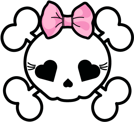 Sticker Tête De Mort Avec Noeud Rose - Pink Skull Bow Clipart (800x800), Png Download