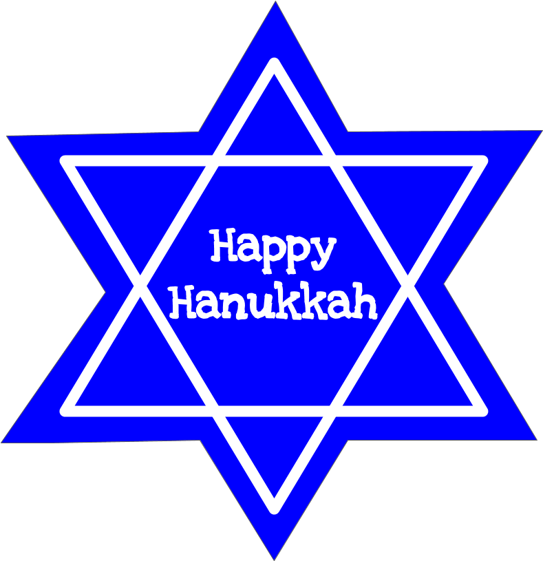 Happy Hanukkah, Star Of David, Black And White, - David Star Green Clipart (816x1056), Png Download