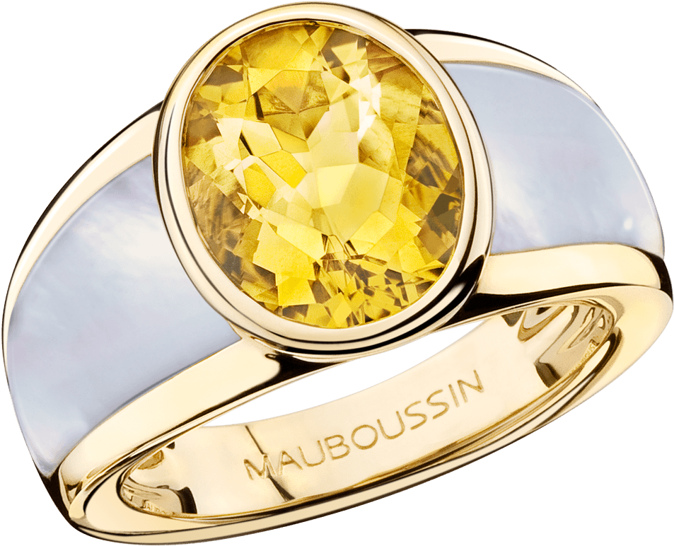 My First Madame Ring From Maboussin, $3,390 - Citrine Ring With Mother Of Pearl Clipart (1200x1200), Png Download