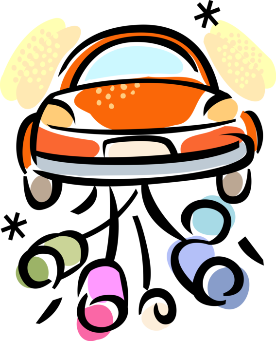 Vector Illustration Of Just Married Honeymoon Automobile - Illustration Clipart (568x700), Png Download