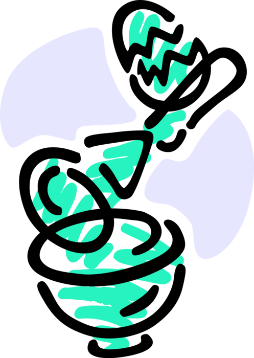 Vector Illustration Of Kitchen Mixing Bowl With Wisk Clipart (497x700), Png Download