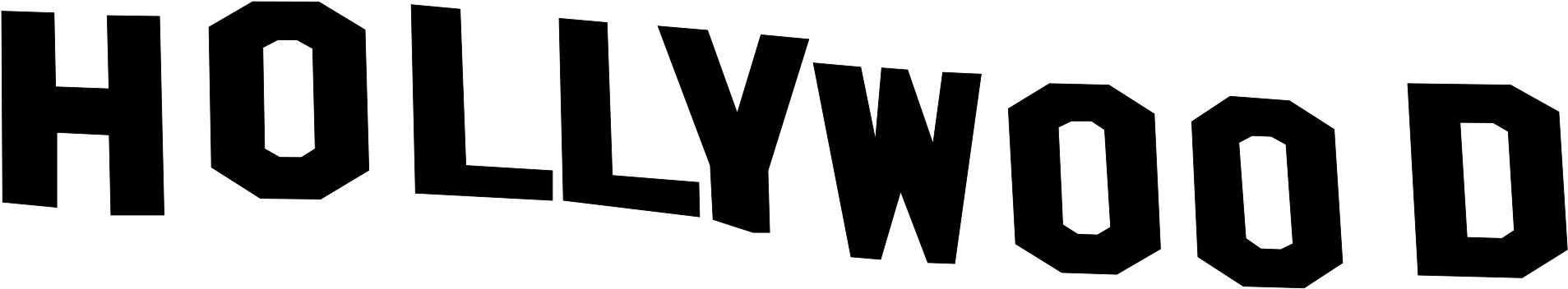 Hollywood Sign Png Transparent Image - Hollywood Stencil Clipart (1280x286), Png Download