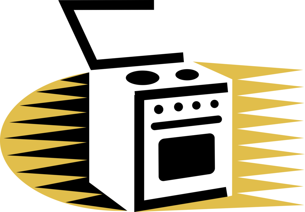 Kitchen Range Or Oven Image Illustration Of Clipart (1004x700), Png Download