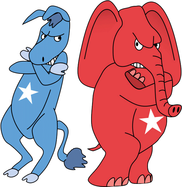 Trump Inhabits Hyper-partisan Presidency - Democrats And Republicans Fighting Clipart (600x600), Png Download