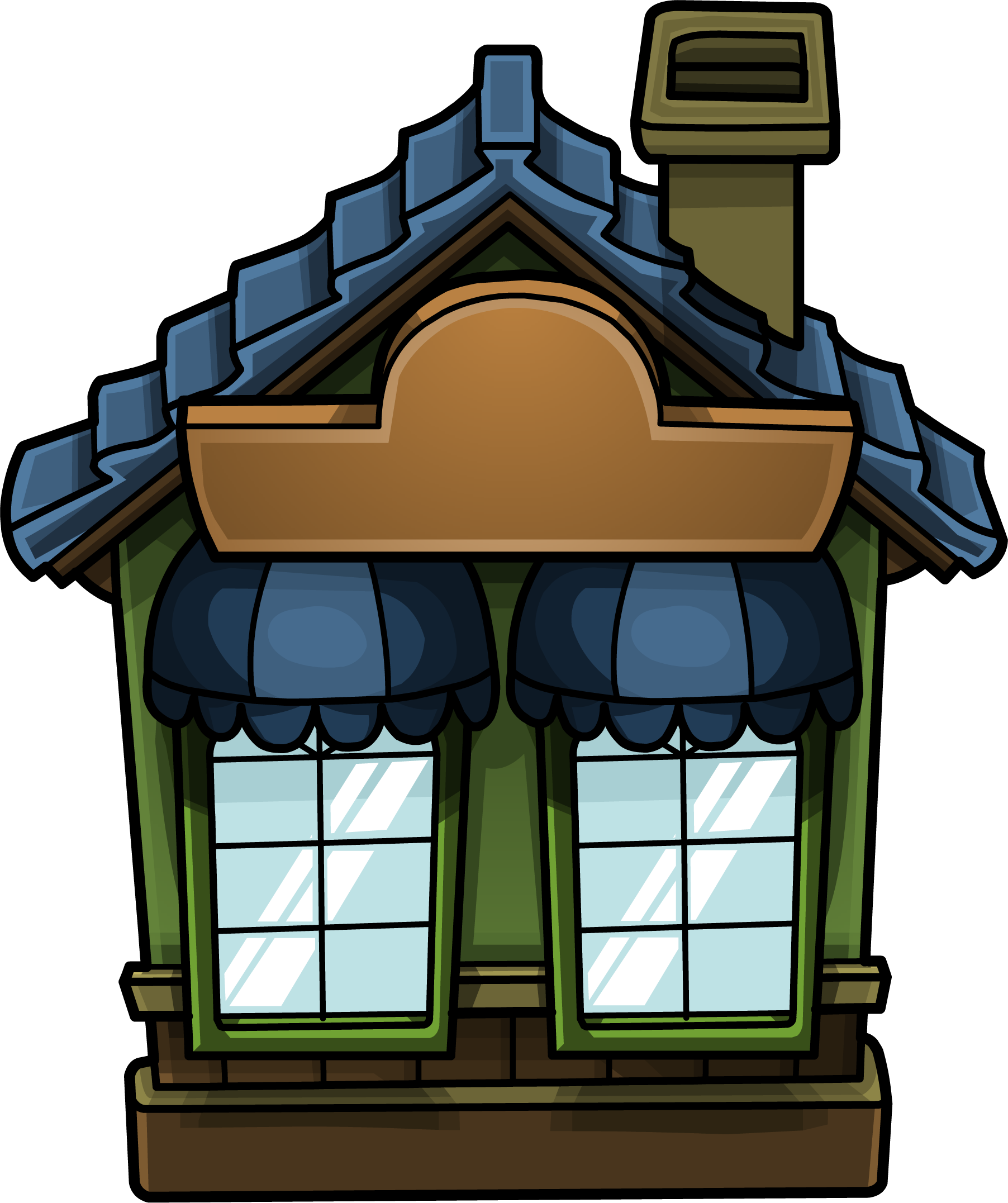 Cozy Green House - House Facade Transparent Cartoon Png Clipart (1804x2153), Png Download