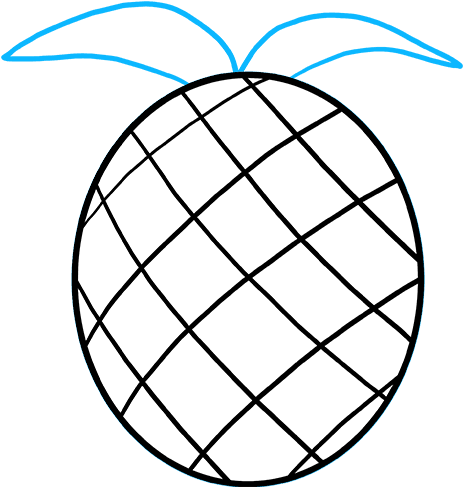 How To Draw Pineapple - Step By Step Pineapple Drawing Clipart (680x678), Png Download