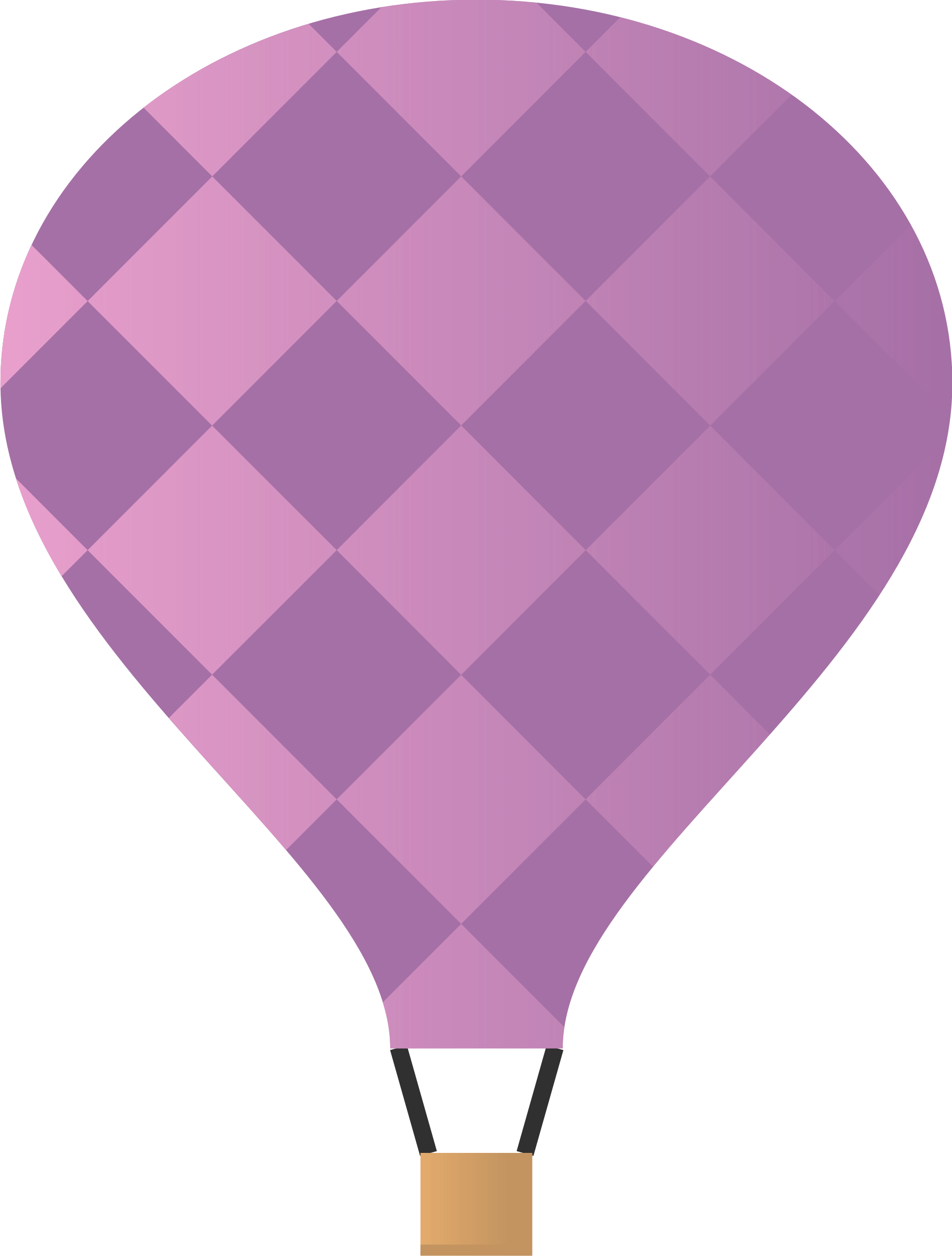 Purple Clipart Hot Air Balloon - Png Download (1820x2400), Png Download