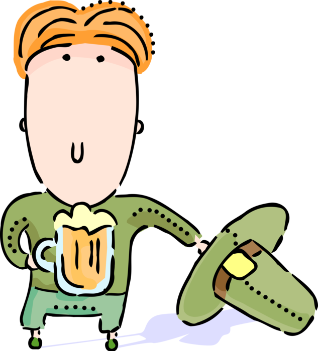 Vector Illustration Of St Patrick's Day Ginger Haired - Cartoon Clipart (633x700), Png Download